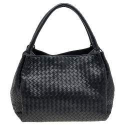 Pre Owned Bottega Veneta Black Intrecciato Leather Tote