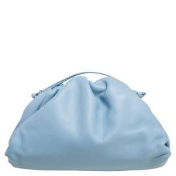 Pre Owned Bottega Veneta Blue Leather Mini The Pouch Bag