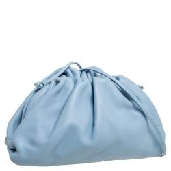 Pre Owned Bottega Veneta Blue Leather Mini The Pouch Bag