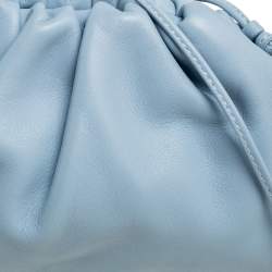 Pre Owned Bottega Veneta Blue Leather Mini The Pouch Bag
