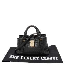 مملوكة مسبقًا حقيبة يد توتس بوتيغا فينيتا ميني روما جلد انترشياتو أسود