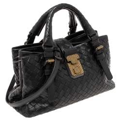 مملوكة مسبقًا حقيبة يد توتس بوتيغا فينيتا ميني روما جلد انترشياتو أسود