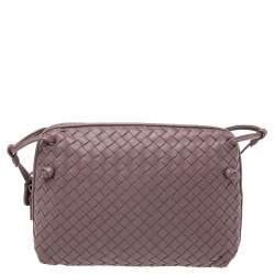 Pre Owned Bottega Veneta Mauve Intrecciato Leather Nodini Crossbody Bag