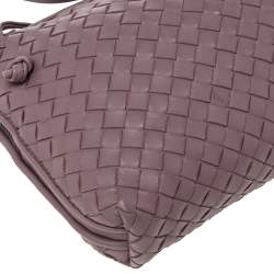 Pre Owned Bottega Veneta Mauve Intrecciato Leather Nodini Crossbody Bag