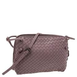 Pre Owned Bottega Veneta Mauve Intrecciato Leather Nodini Crossbody Bag