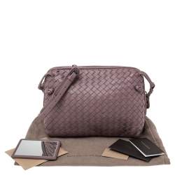 Pre Owned Bottega Veneta Mauve Intrecciato Leather Nodini Crossbody Bag