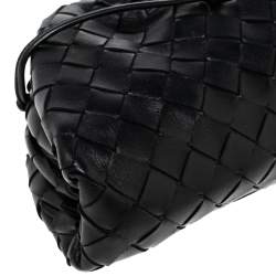 Pre Owned Bottega Veneta Black Intrecciato Leather Mini The Pouch Bag