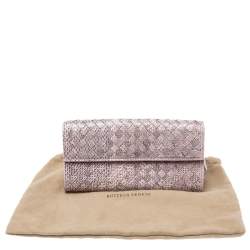 Pre Owned Bottega Veneta Lilac Ayers Flap Continental Wallet