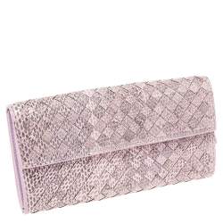 Pre Owned Bottega Veneta Lilac Ayers Flap Continental Wallet