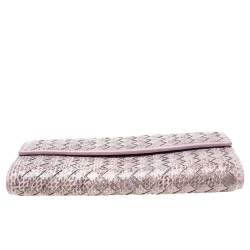 Pre Owned Bottega Veneta Lilac Ayers Flap Continental Wallet