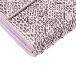 Pre Owned Bottega Veneta Lilac Ayers Flap Continental Wallet