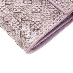 Pre Owned Bottega Veneta Lilac Ayers Flap Continental Wallet
