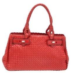 Pre Owned حقيبة يد توتس بوتيغا فينيتا جلد إنترشياتو أحمر