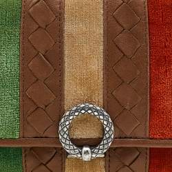 Pre Owned محفظة بوتيغا فينيتا قطيفة وجلد إنترشياتو متعددة الألوان بطية ثلاثية