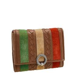 Pre Owned محفظة بوتيغا فينيتا قطيفة وجلد إنترشياتو متعددة الألوان بطية ثلاثية