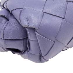 Pre Owned Bottega Veneta Purple Intrecciato Leather Wristlet Coin Purse