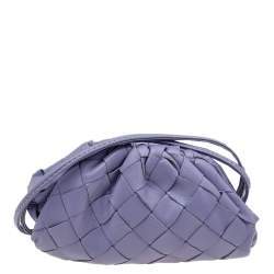 Pre Owned Bottega Veneta Purple Intrecciato Leather Wristlet Coin Purse