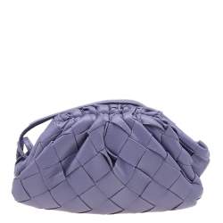 Pre Owned Bottega Veneta Purple Intrecciato Leather Wristlet Coin Purse