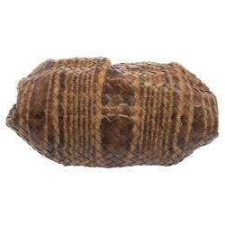 Pre Owned Bottega Veneta Brown/Beige Intrecciato Leather and Lizard Trim Knot Frame Clutch