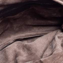 Pre Owned Bottega Veneta Brown/Beige Intrecciato Leather and Lizard Trim Knot Frame Clutch