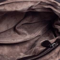 Pre Owned Bottega Veneta Brown/Beige Intrecciato Leather and Lizard Trim Knot Frame Clutch