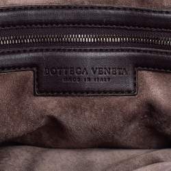 Pre Owned Bottega Veneta Brown/Beige Intrecciato Leather and Lizard Trim Knot Frame Clutch