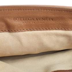 Pre Owned Bottega Veneta Cream Python Flap Clutch