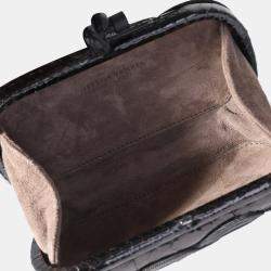 Pre Owned Bottega Veneta Black Snakeskin Leather Passameria Knot Clutch Bag 