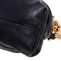 Pre Owned Bottega Veneta Black Leather Chain Pouch Clutch