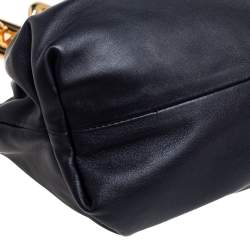 Pre Owned Bottega Veneta Black Leather Chain Pouch Clutch