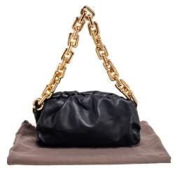 Pre Owned Bottega Veneta Black Leather Chain Pouch Clutch