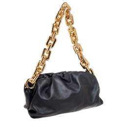 Pre Owned Bottega Veneta Black Leather Chain Pouch Clutch