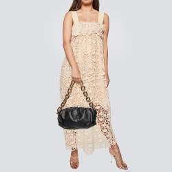 Pre Owned Bottega Veneta Black Leather Chain Pouch Clutch