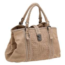 Pre Owned Bottega Veneta Beige Intrecciato Leather Medium Roma Tote