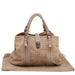 Pre Owned Bottega Veneta Beige Intrecciato Leather Medium Roma Tote