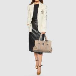 Pre Owned Bottega Veneta Beige Intrecciato Leather Medium Roma Tote