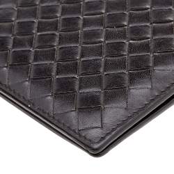 Pre Owned Bottega Veneta Dark Brown Intrecciato Leather Bifold Wallet