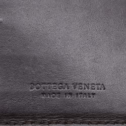 Pre Owned Bottega Veneta Dark Brown Intrecciato Leather Bifold Wallet