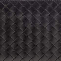 Pre Owned Bottega Veneta Dark Brown Intrecciato Leather Bifold Wallet