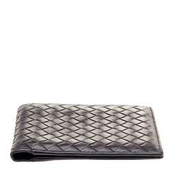 Pre Owned Bottega Veneta Dark Brown Intrecciato Leather Bifold Wallet