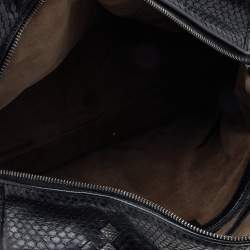 Bottega Veneta Black/Grey Python Intrecciato Leather Boston Bag