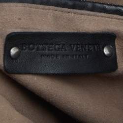 Pre Owned Bottega Veneta Black Snakeskin and Intrecciato Leather Shoulder Bag