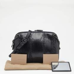 Pre Owned Bottega Veneta Black Snakeskin and Intrecciato Leather Shoulder Bag