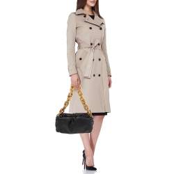 Pre Owned Bottega Veneta Black Leather Chain Pouch