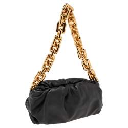 Pre Owned Bottega Veneta Black Leather Chain Pouch