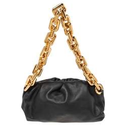 Pre Owned Bottega Veneta Black Leather Chain Pouch