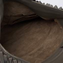 Pre Owned Bottega Veneta Moss Green Intrecciato Leather Fringe Tote 