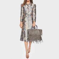 Pre Owned Bottega Veneta Moss Green Intrecciato Leather Fringe Tote 