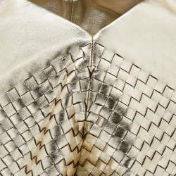 Pre Owned Bottega Veneta Metallic Gold Leather Intrecciato Aquilone Fortune Cookie Hobo