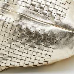 Pre Owned Bottega Veneta Metallic Gold Leather Intrecciato Aquilone Fortune Cookie Hobo